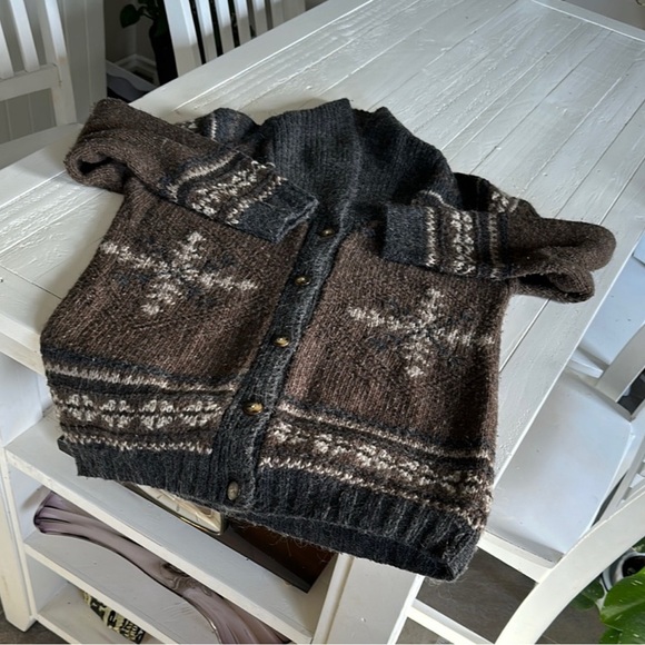 Eddie Bauer Nanaimo Handknit Brown Merino Wool Cozy Cardigan MOHAIR/MERINO - Picture 8 of 15